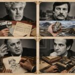 U gornjim delovima polja su crno-beli portreti Pedra Almodóvara, Andreja Tarkovskog, Federika Felinija i Fransoe Trifoa, a u donjim delovima simbolični prizori njihovih početaka